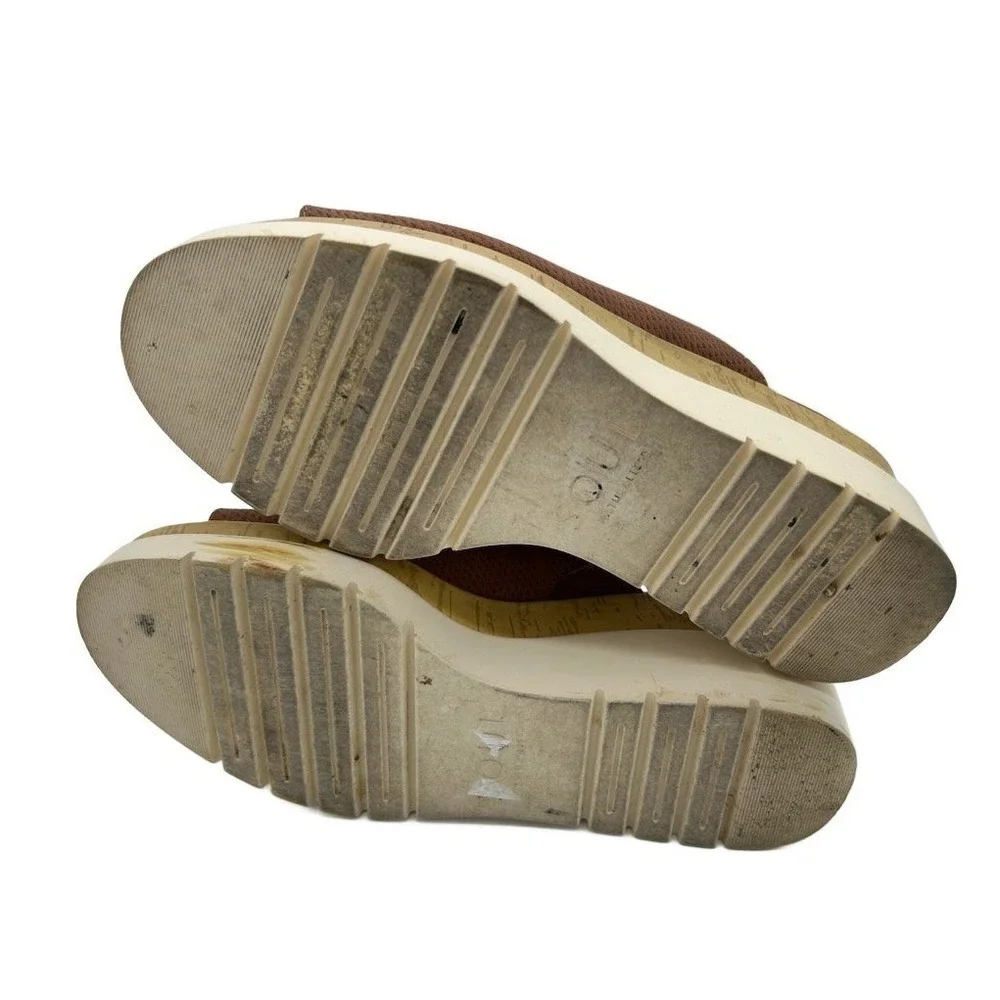 Soul Naturalizer Shoes Women's Size 8M Brown Wedge Sandals Mules Peep Toe Slides